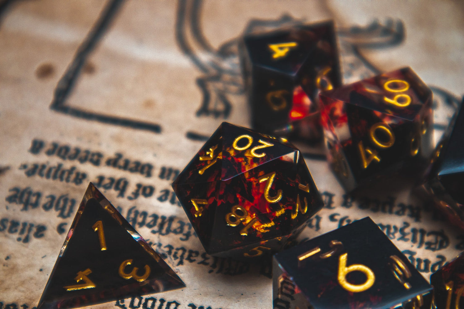 Dice Sets - The Flaming Feather & Flaming Filament