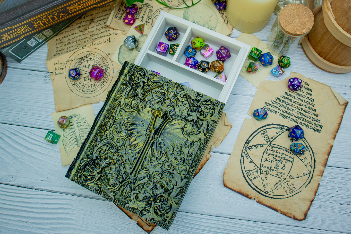 Divine Staff Cleric Dice tome - Dice holder & Dice tray