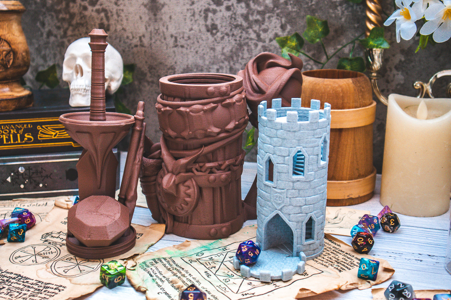 Magic Item Dice Mug + Dice Tower