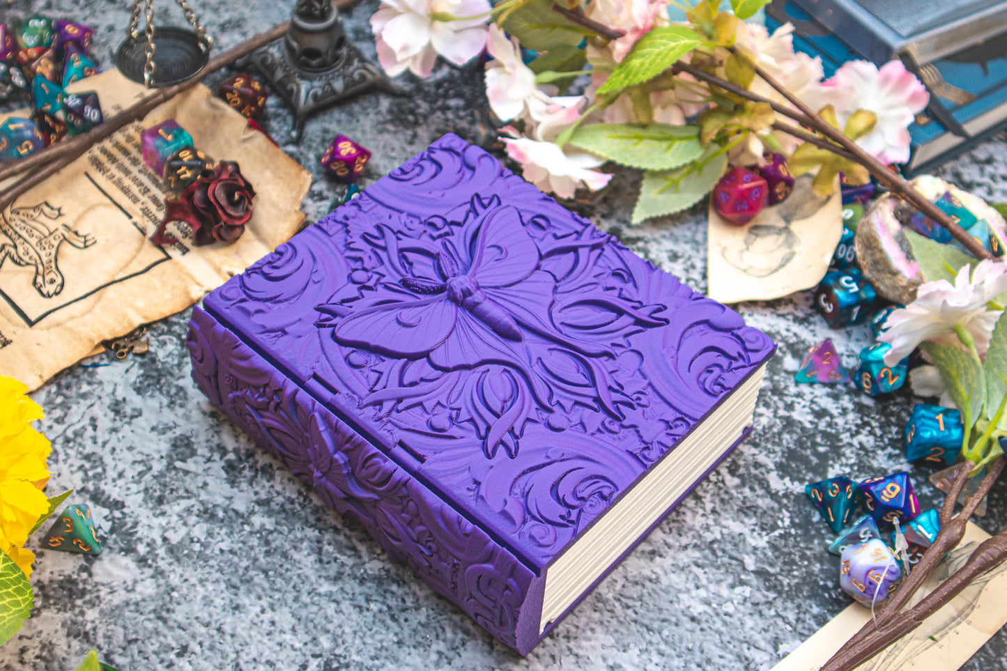 Lunar Moth Dice Tome - Holder, Tower & Dice tray