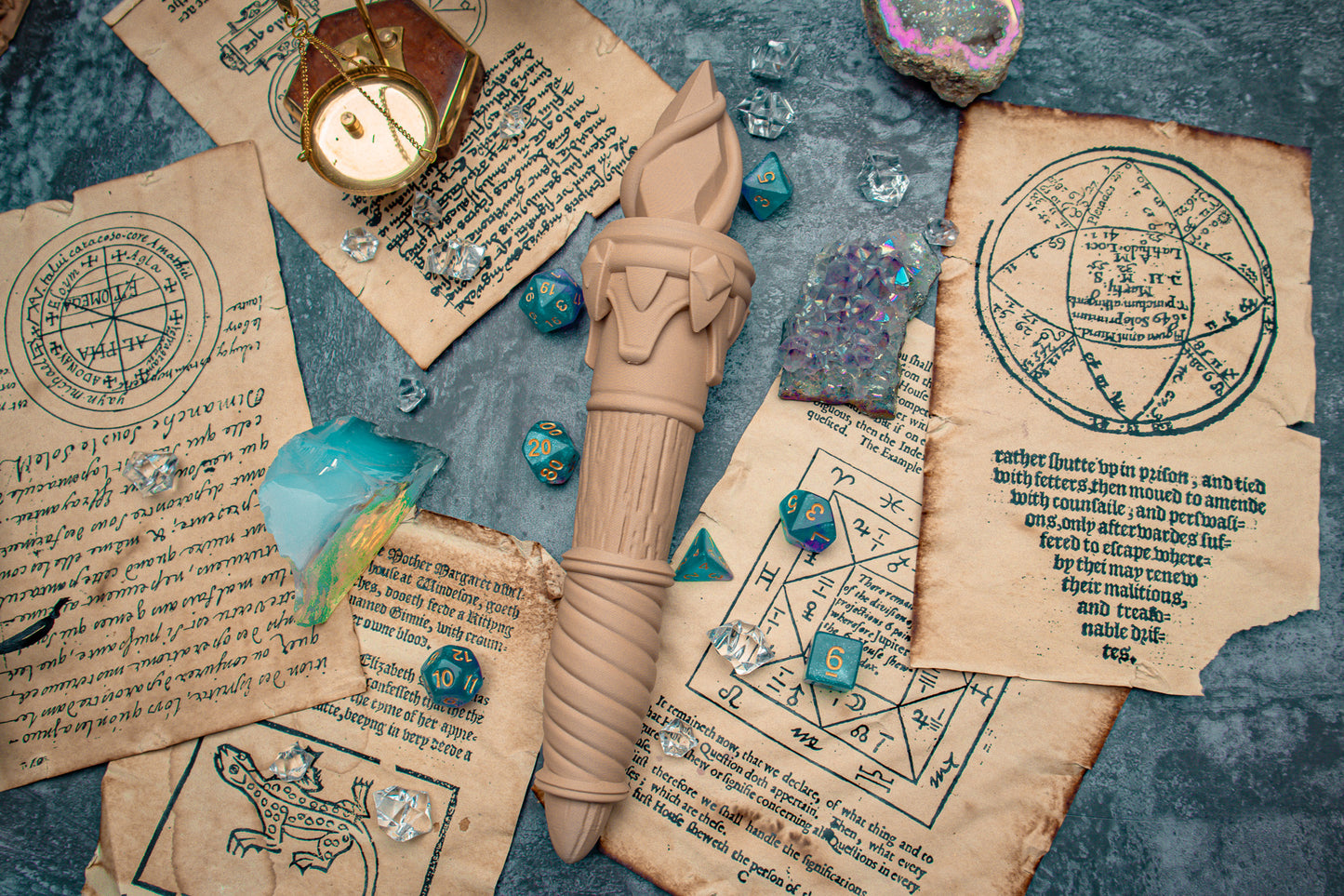 Crystal dice wand Dnd - The Flaming Feather & Flaming Filament