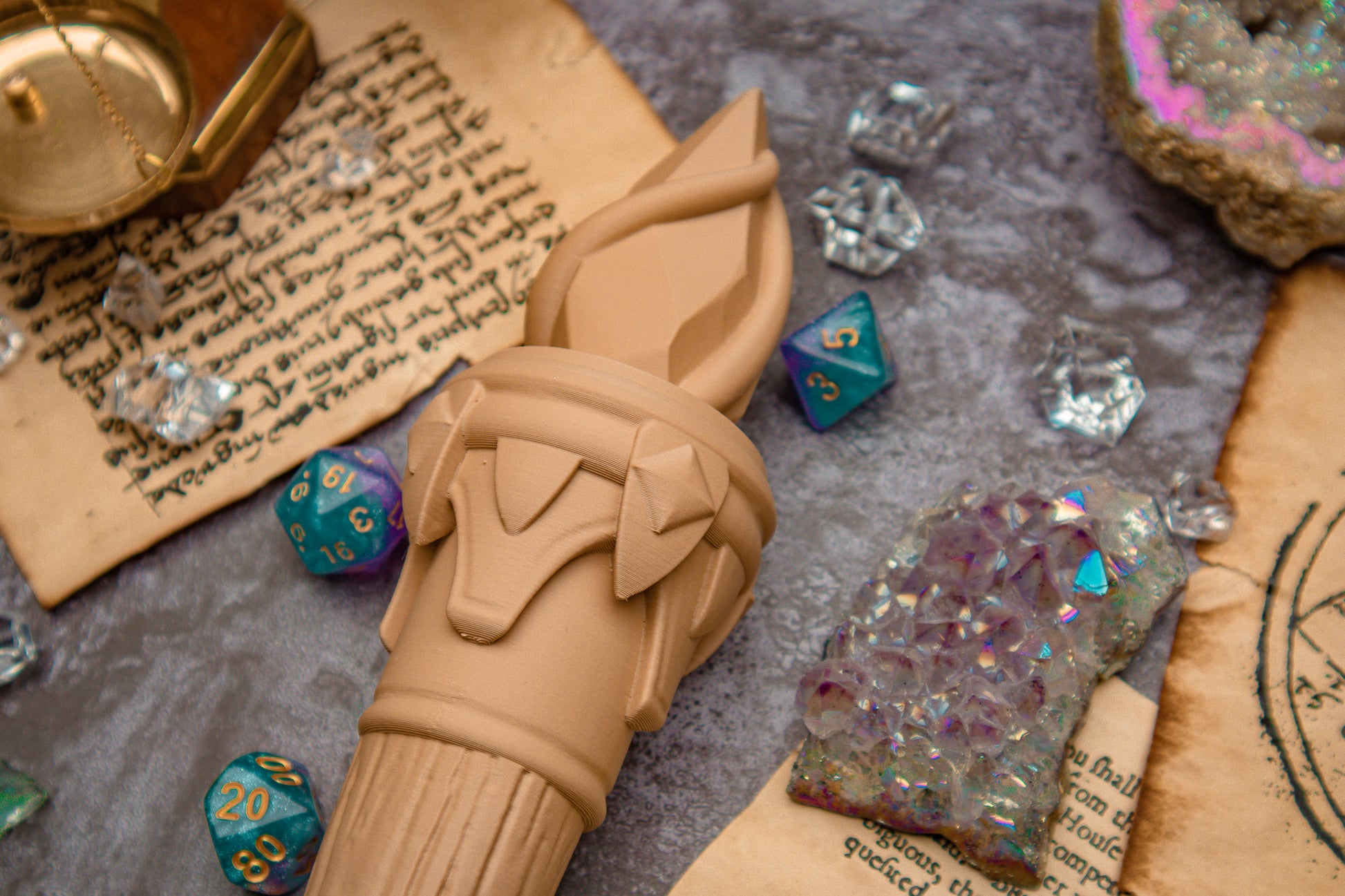 Crystal dice wand Dnd - The Flaming Feather & Flaming Filament