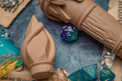 Crystal dice wand Dnd - The Flaming Feather & Flaming Filament