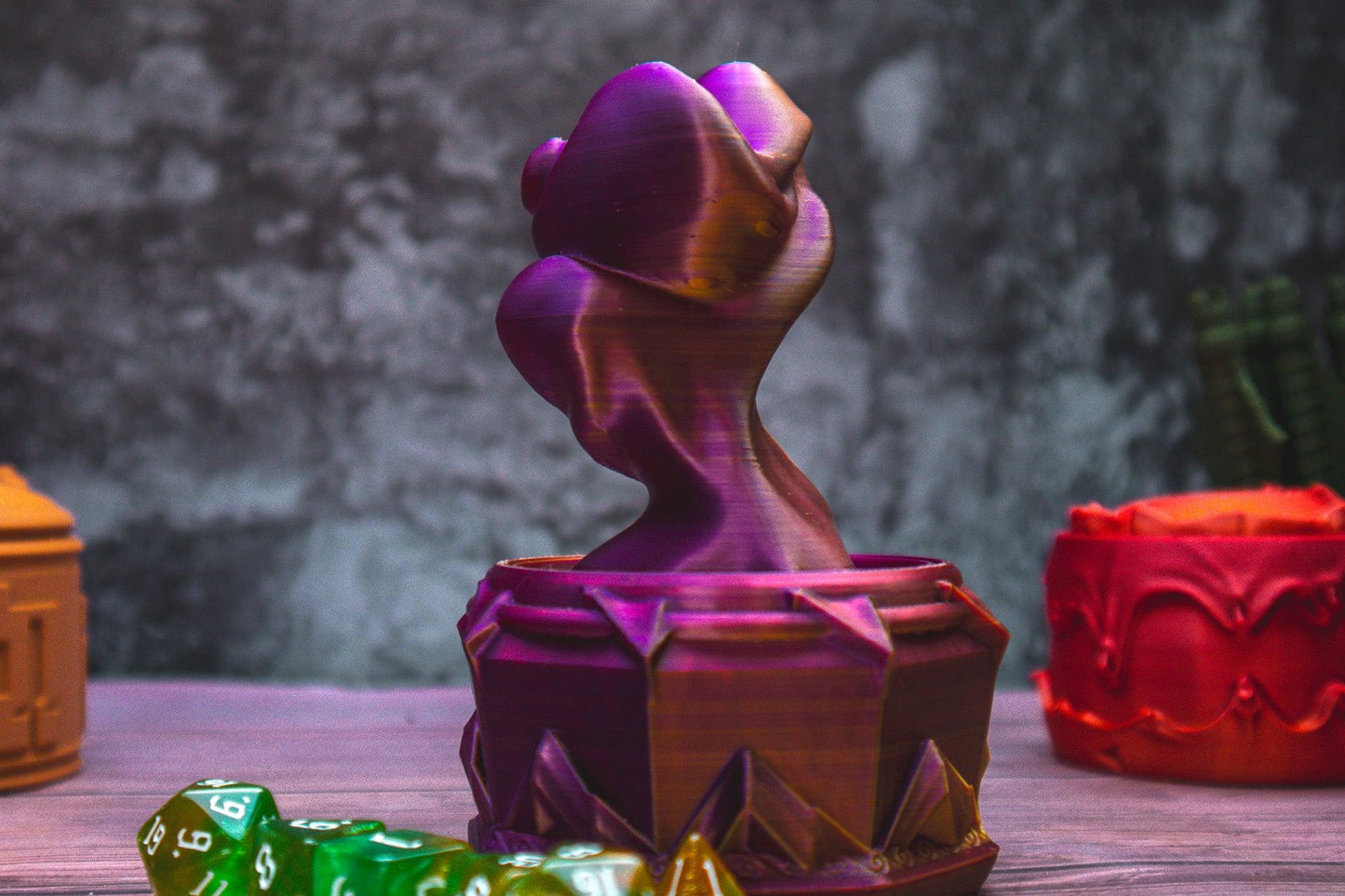 Sorcerer dice box - The Flaming Feather & Flaming Filament