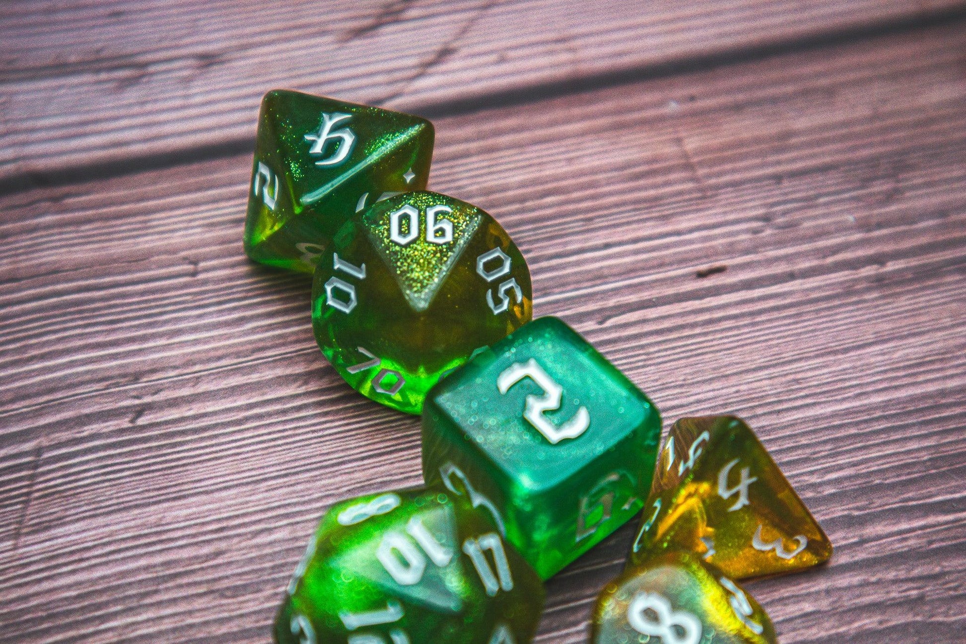 Natures calling dice set - The Flaming Feather & Flaming Filament