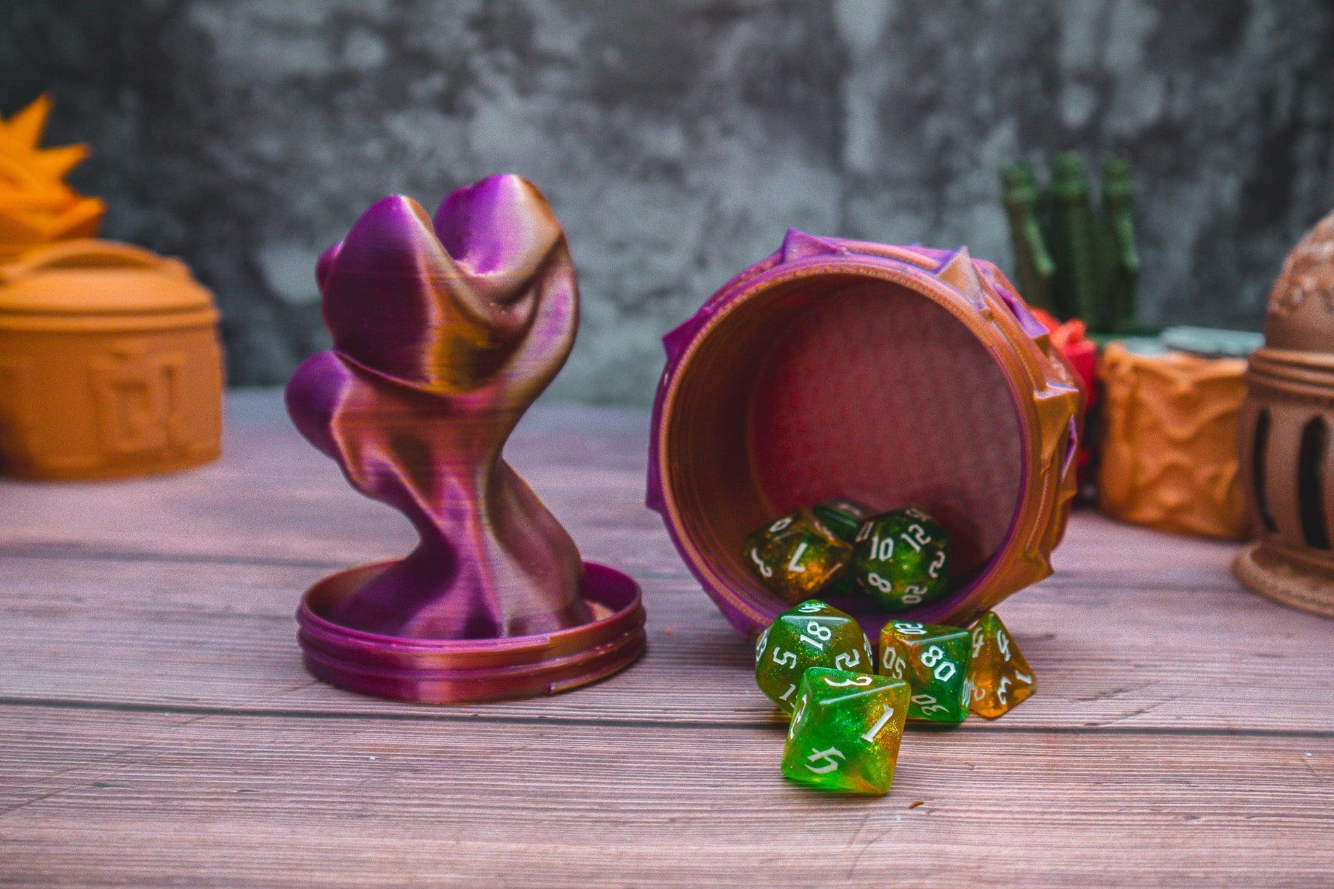 Sorcerer dice box - The Flaming Feather & Flaming Filament