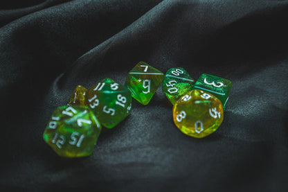 Natures calling dice set - The Flaming Feather & Flaming Filament