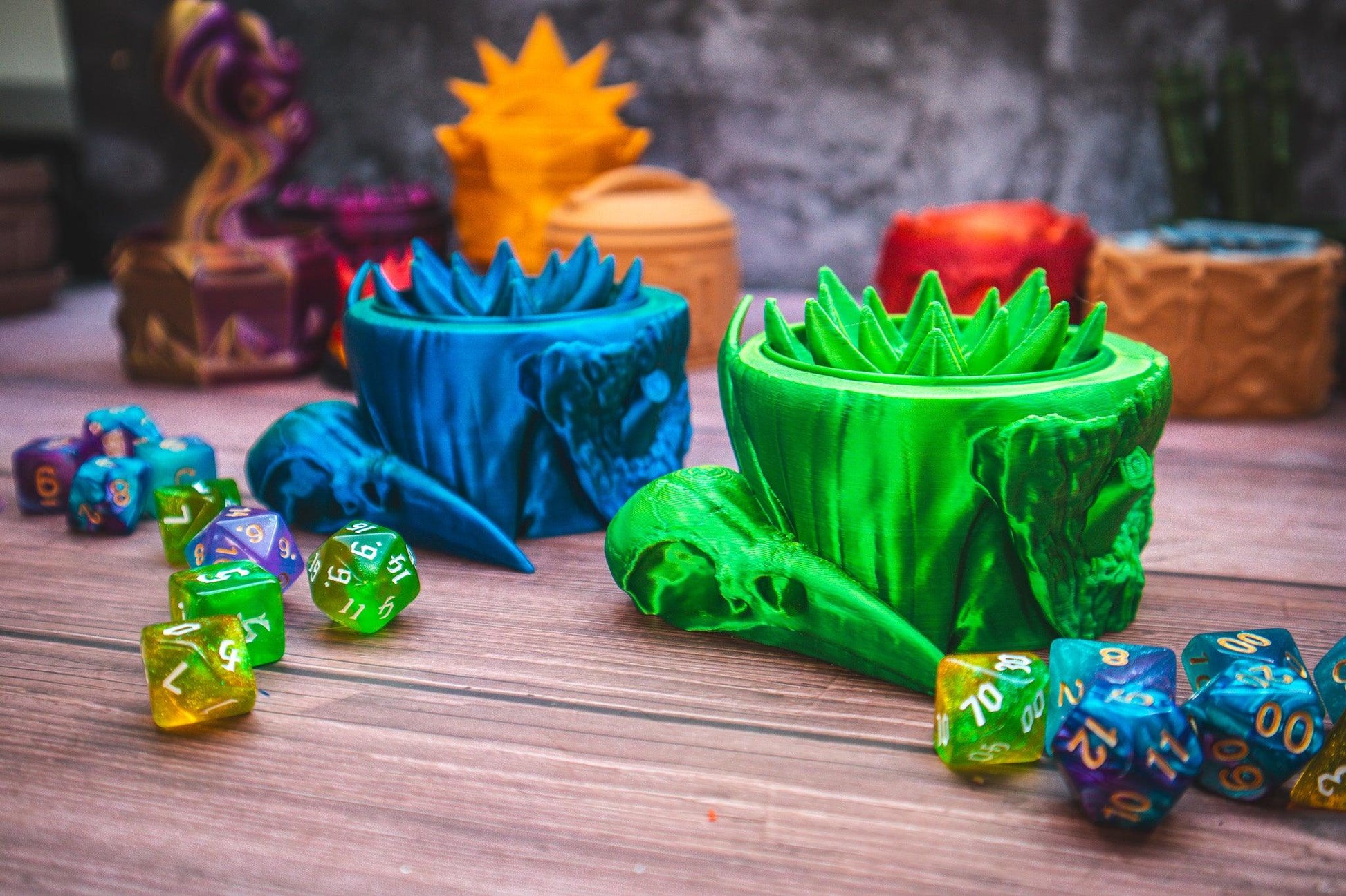 Druid dice box - The Flaming Feather & Flaming Filament