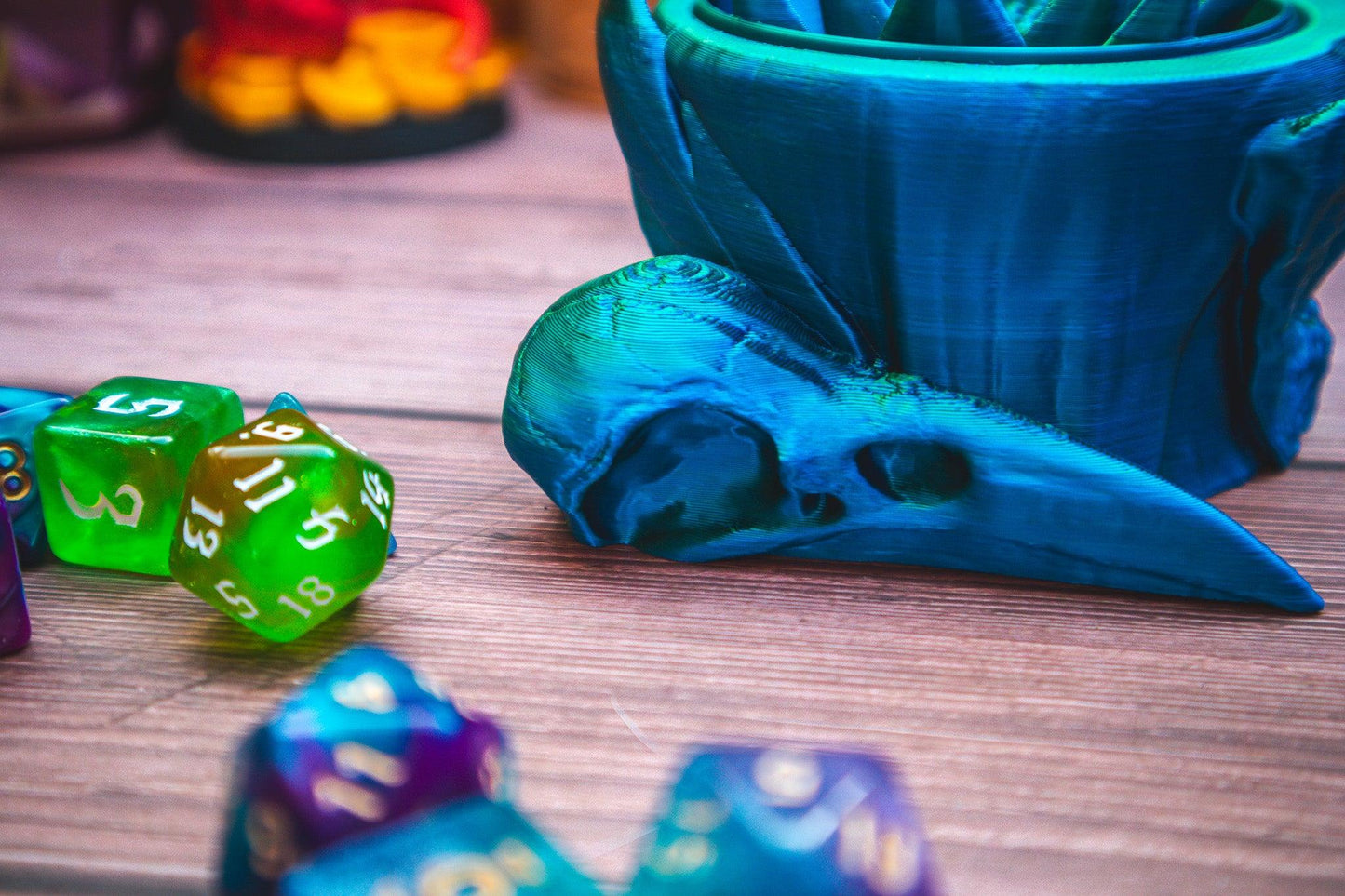 Druid dice box - The Flaming Feather & Flaming Filament