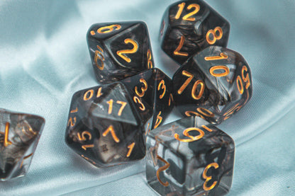Cursed whispers dice set - The Flaming Feather & Flaming Filament