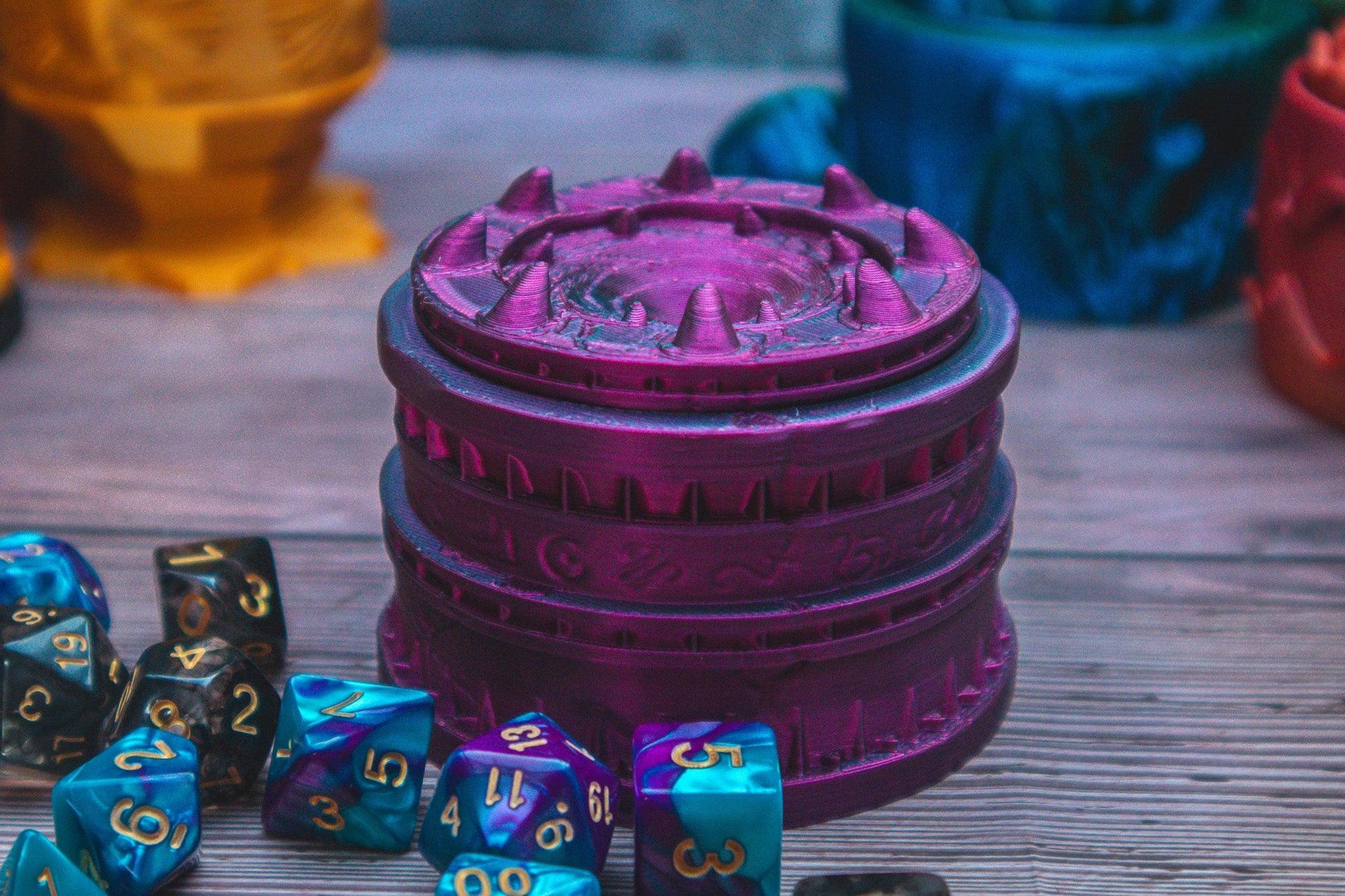 Warlock dice box - The Flaming Feather & Flaming Filament