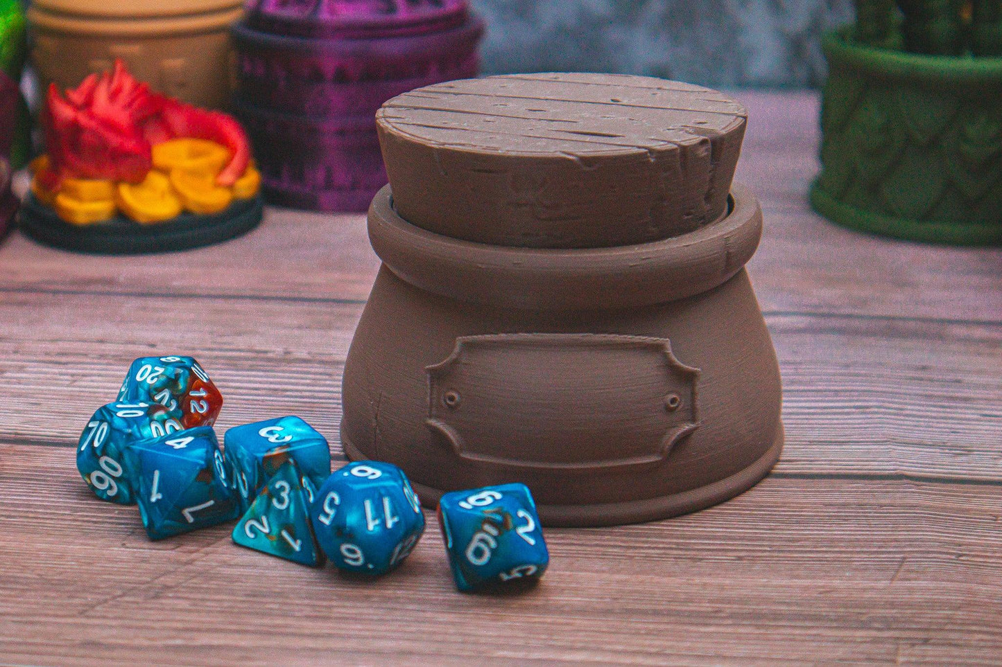Wizard dice box - The Flaming Feather & Flaming Filament