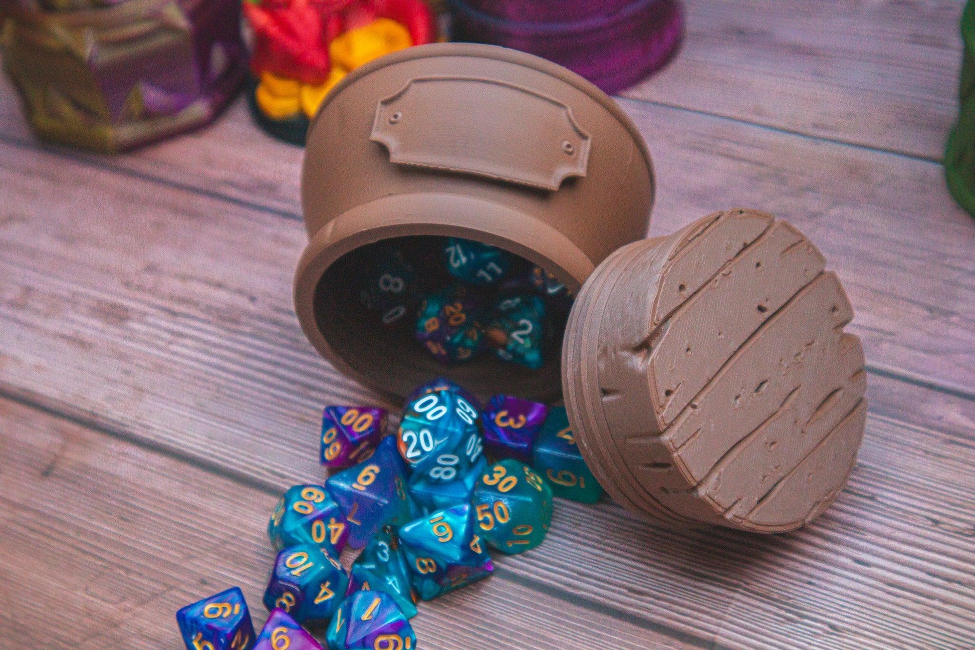 Wizard dice box - The Flaming Feather & Flaming Filament