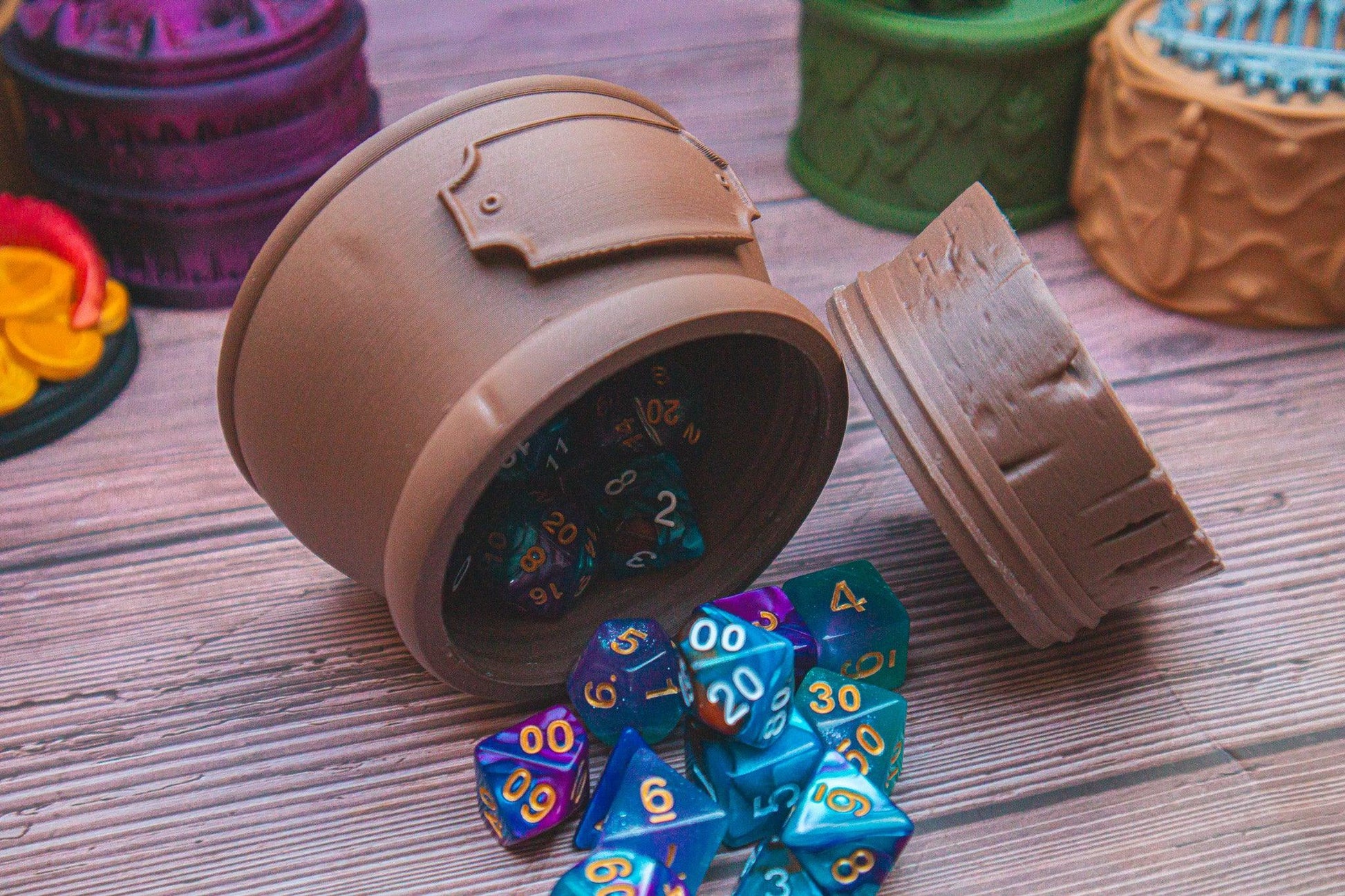 Wizard dice box - The Flaming Feather & Flaming Filament