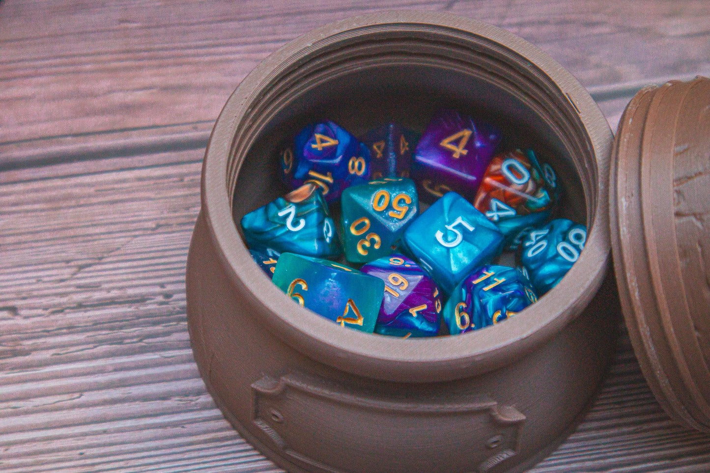 Wizard dice box - The Flaming Feather & Flaming Filament