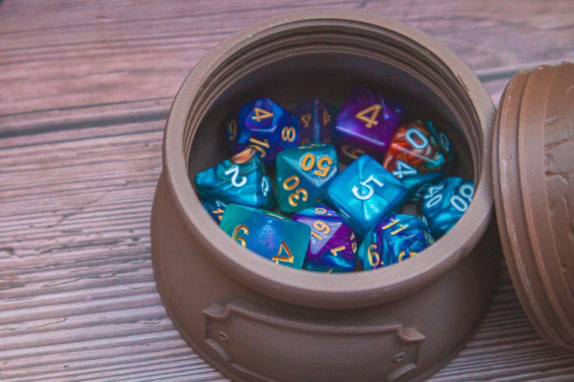 Wizard dice box - The Flaming Feather & Flaming Filament