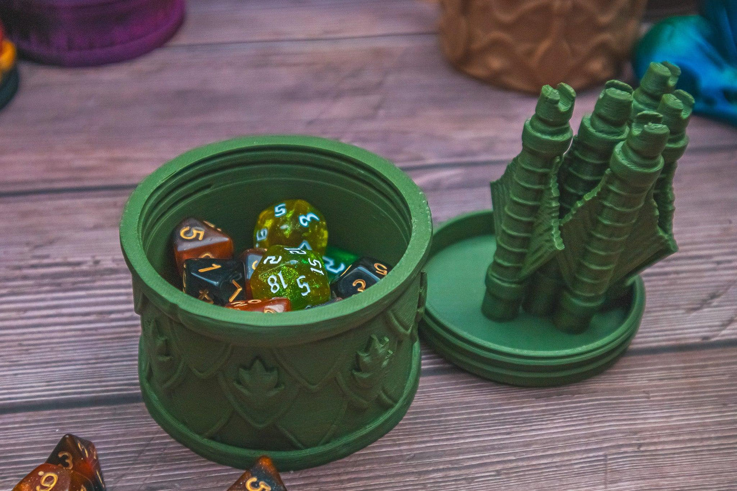 Ranger dice box - The Flaming Feather & Flaming Filament