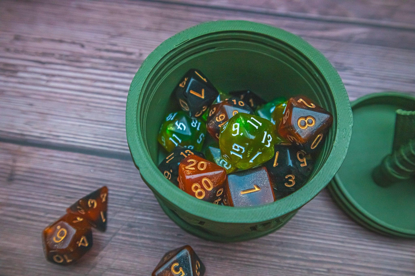 Ranger dice box - The Flaming Feather & Flaming Filament