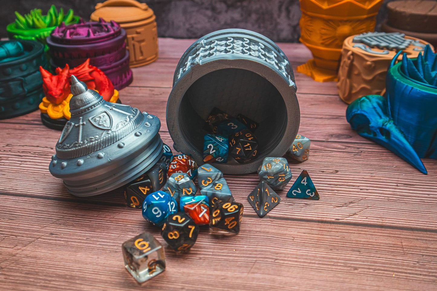 Fighter dice box - The Flaming Feather & Flaming Filament