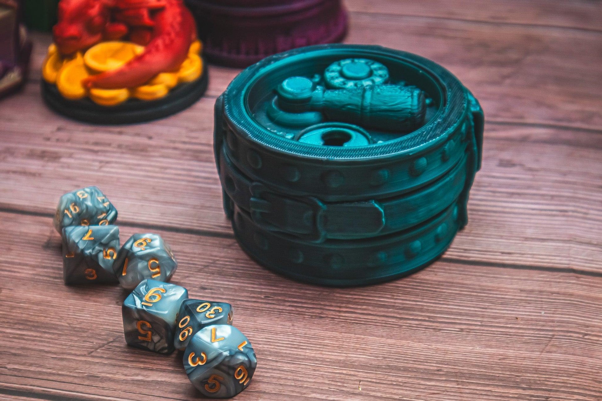 Rogue dice box - The Flaming Feather & Flaming Filament