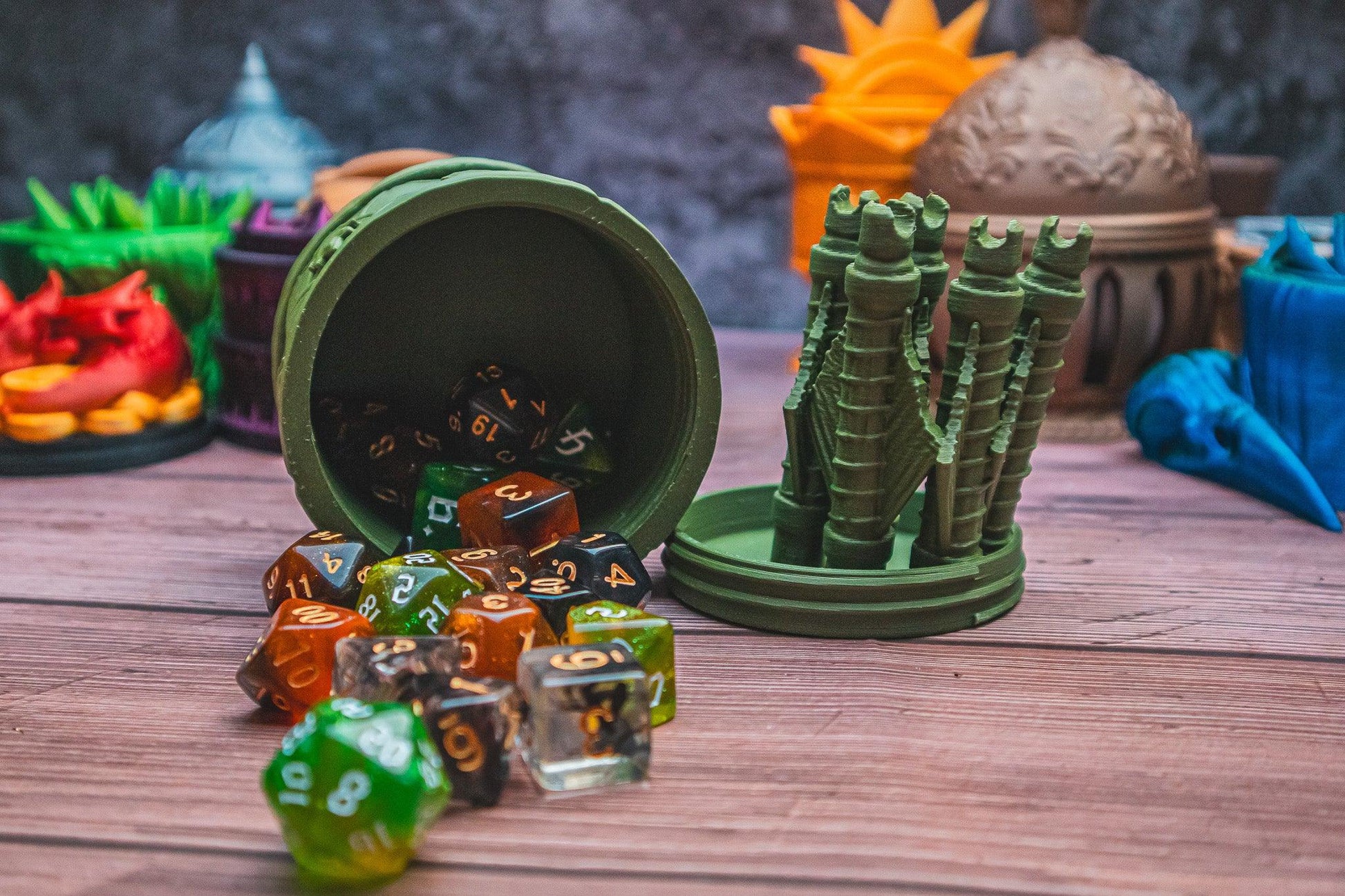 Ranger dice box - The Flaming Feather & Flaming Filament