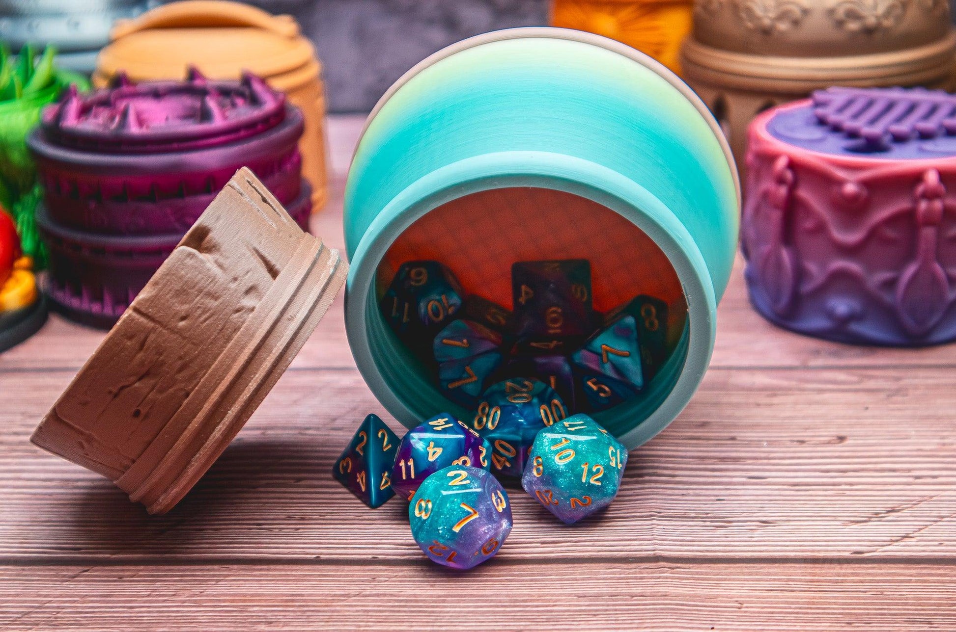 Wizard dice box - The Flaming Feather & Flaming Filament