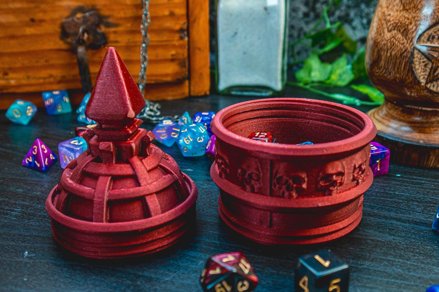 Necromancer Dice holder - The Flaming Feather & Flaming Filament