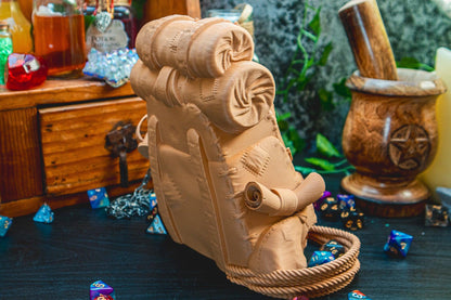 Adventurer's Backpack Dice Tower - The Flaming Feather & Flaming Filament