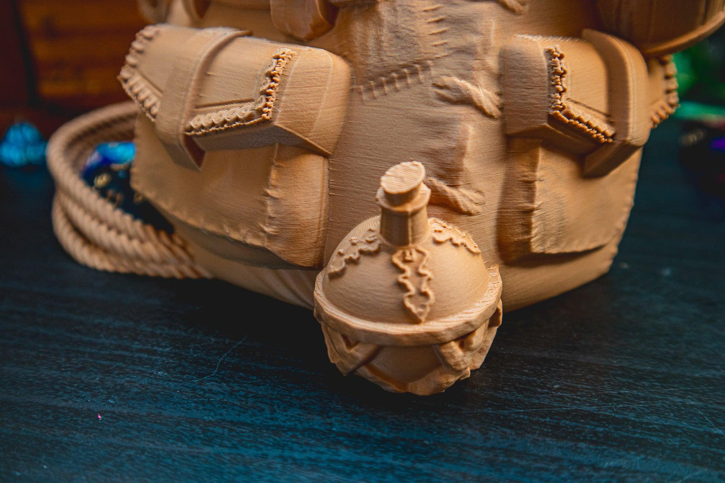 Adventurer's Backpack Dice Tower - The Flaming Feather & Flaming Filament