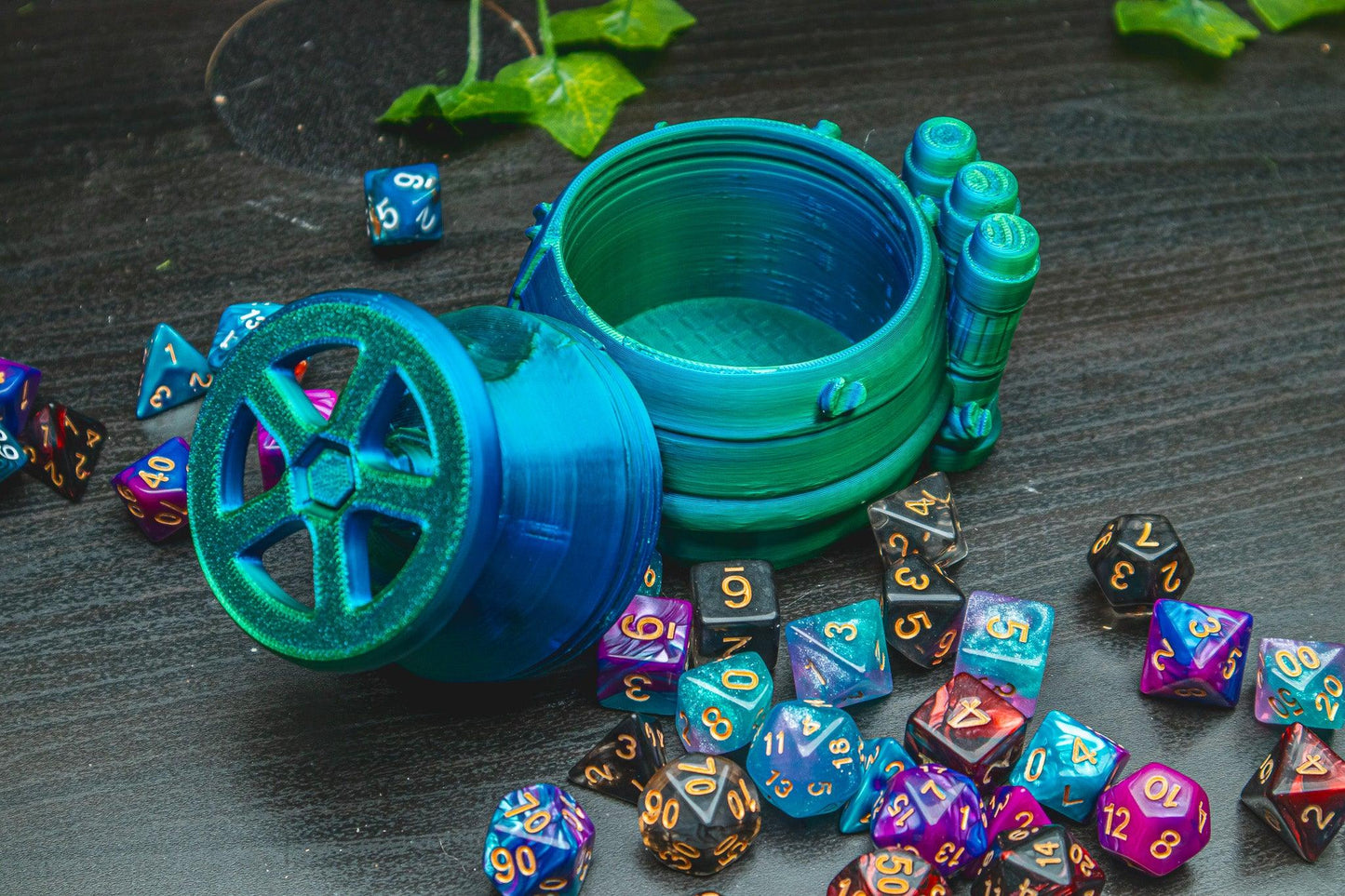 Gadgeteer Dice Box - The Flaming Feather & Flaming Filament