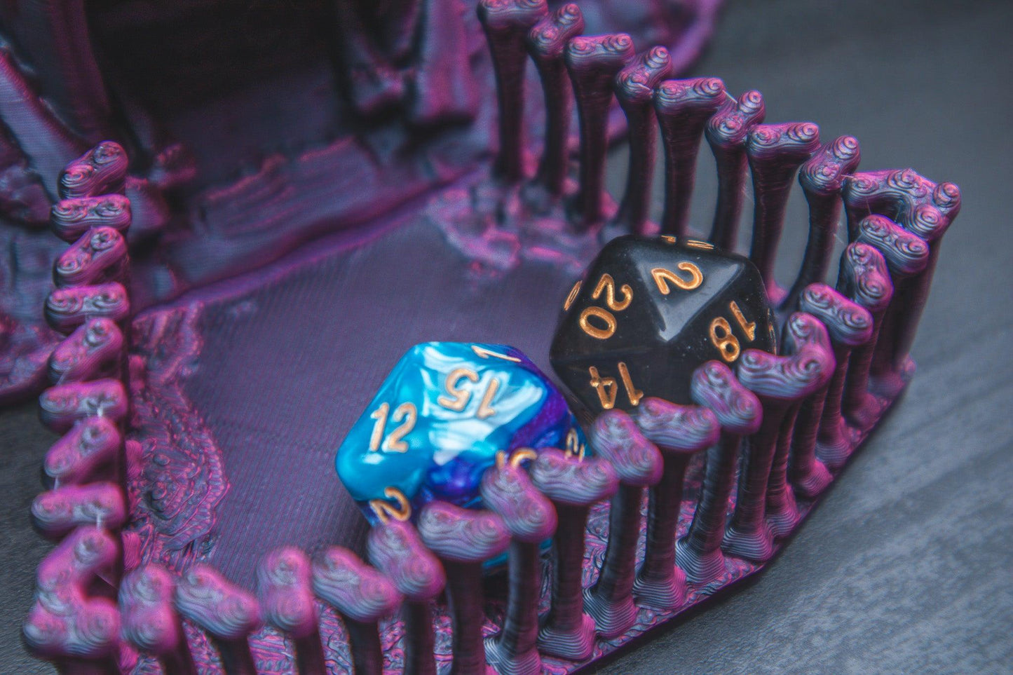 Skeletal Dragon Dice Tower - The Flaming Feather & Flaming Filament