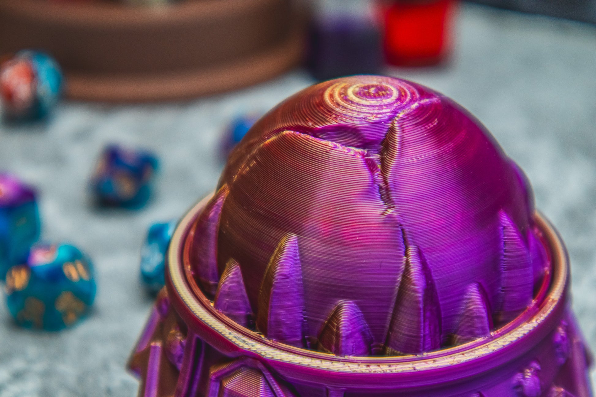 Dragonborn dice box - The Flaming Feather & Flaming Filament