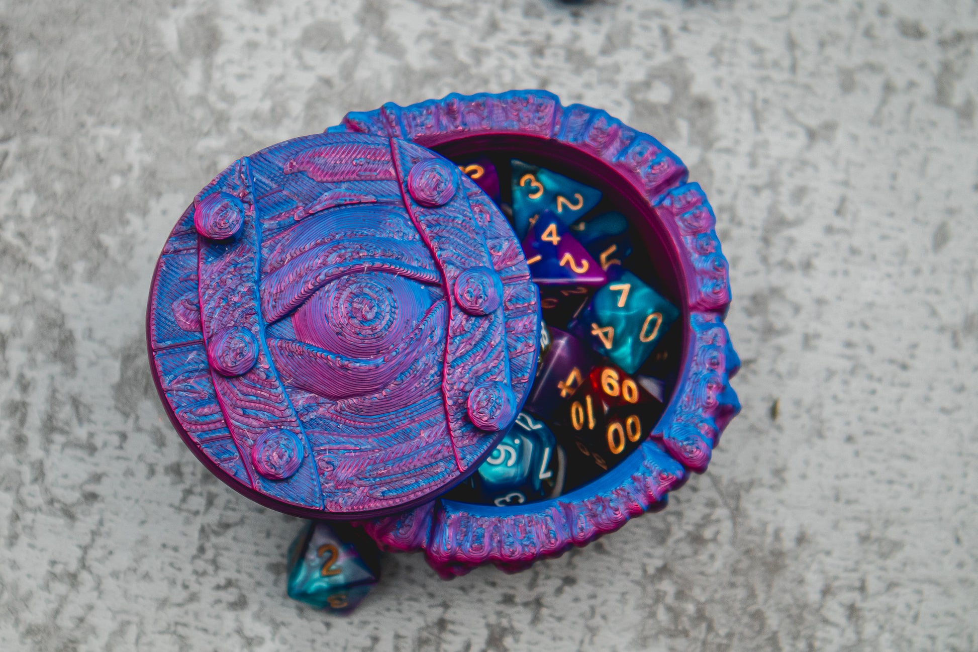 Mimic dice box - The Flaming Feather & Flaming Filament