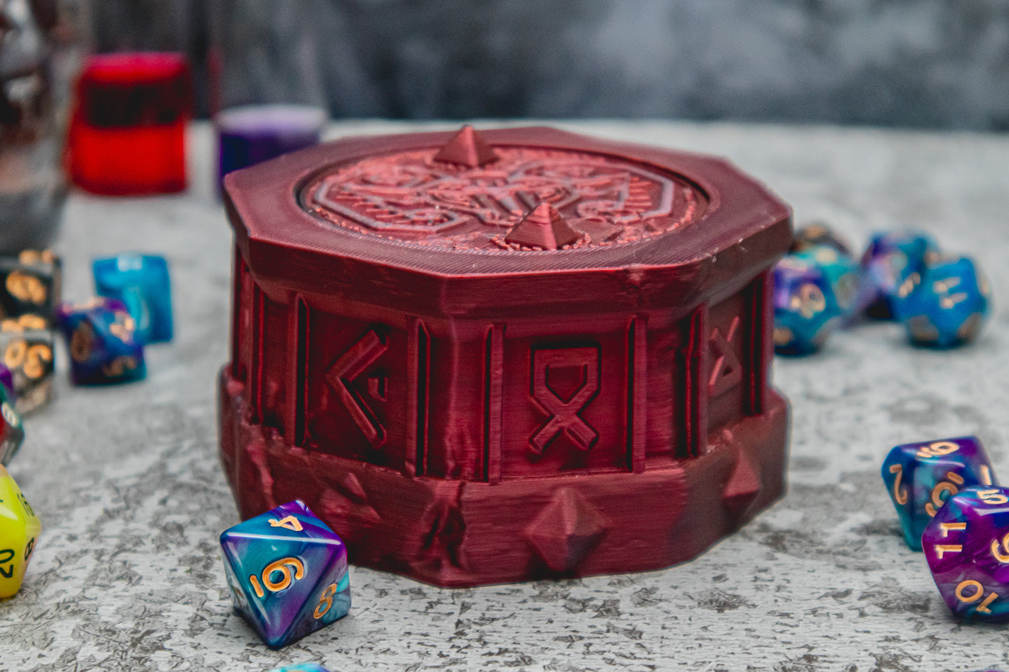 Dwarf dice box - The Flaming Feather & Flaming Filament