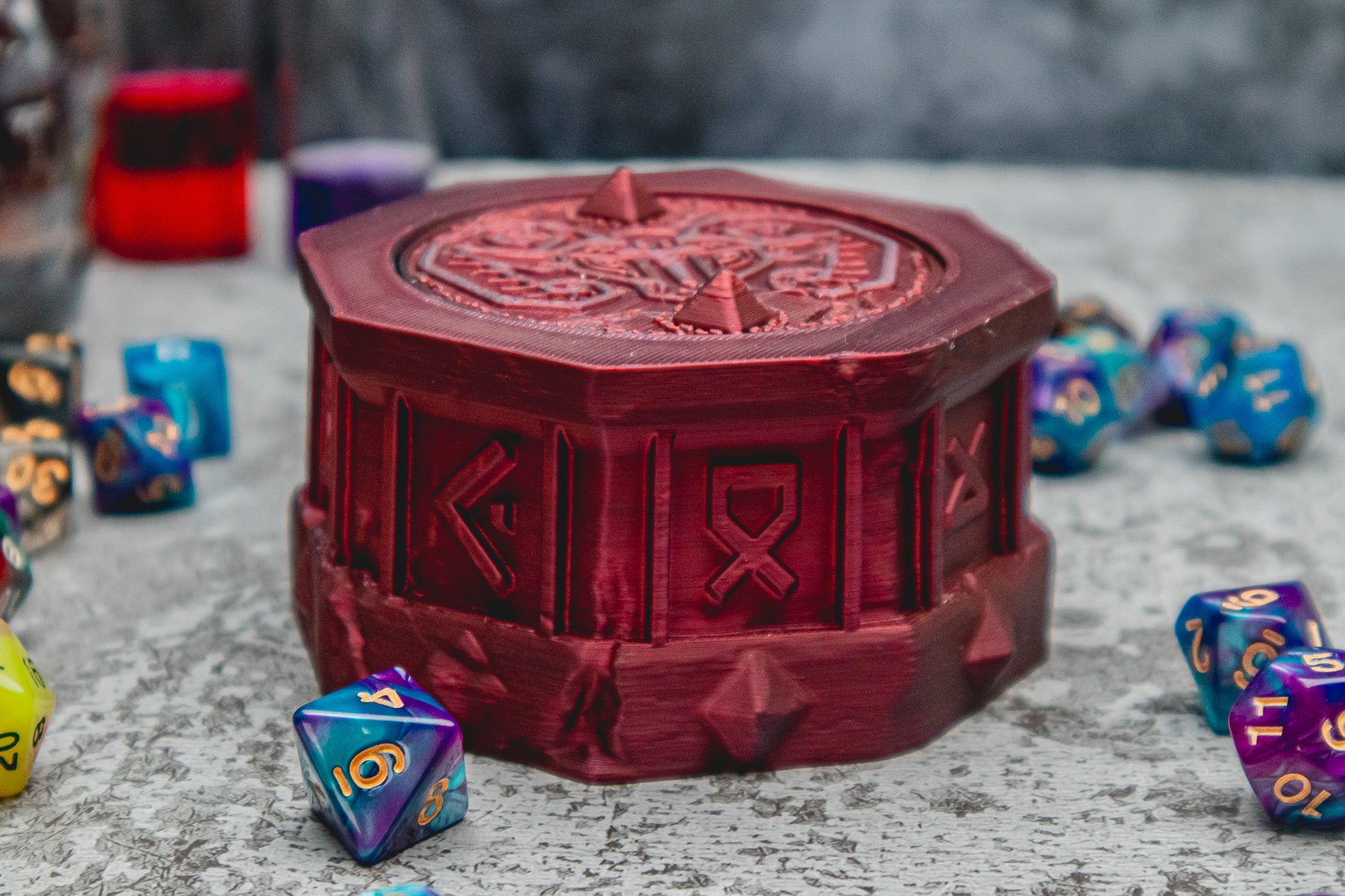 Dwarf dice box - The Flaming Feather & Flaming Filament
