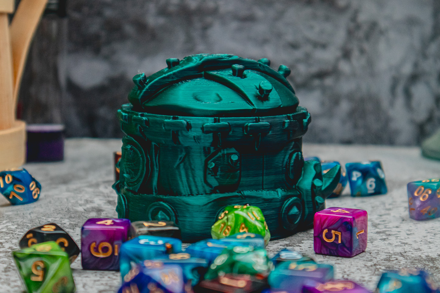 Orc dice box - The Flaming Feather & Flaming Filament