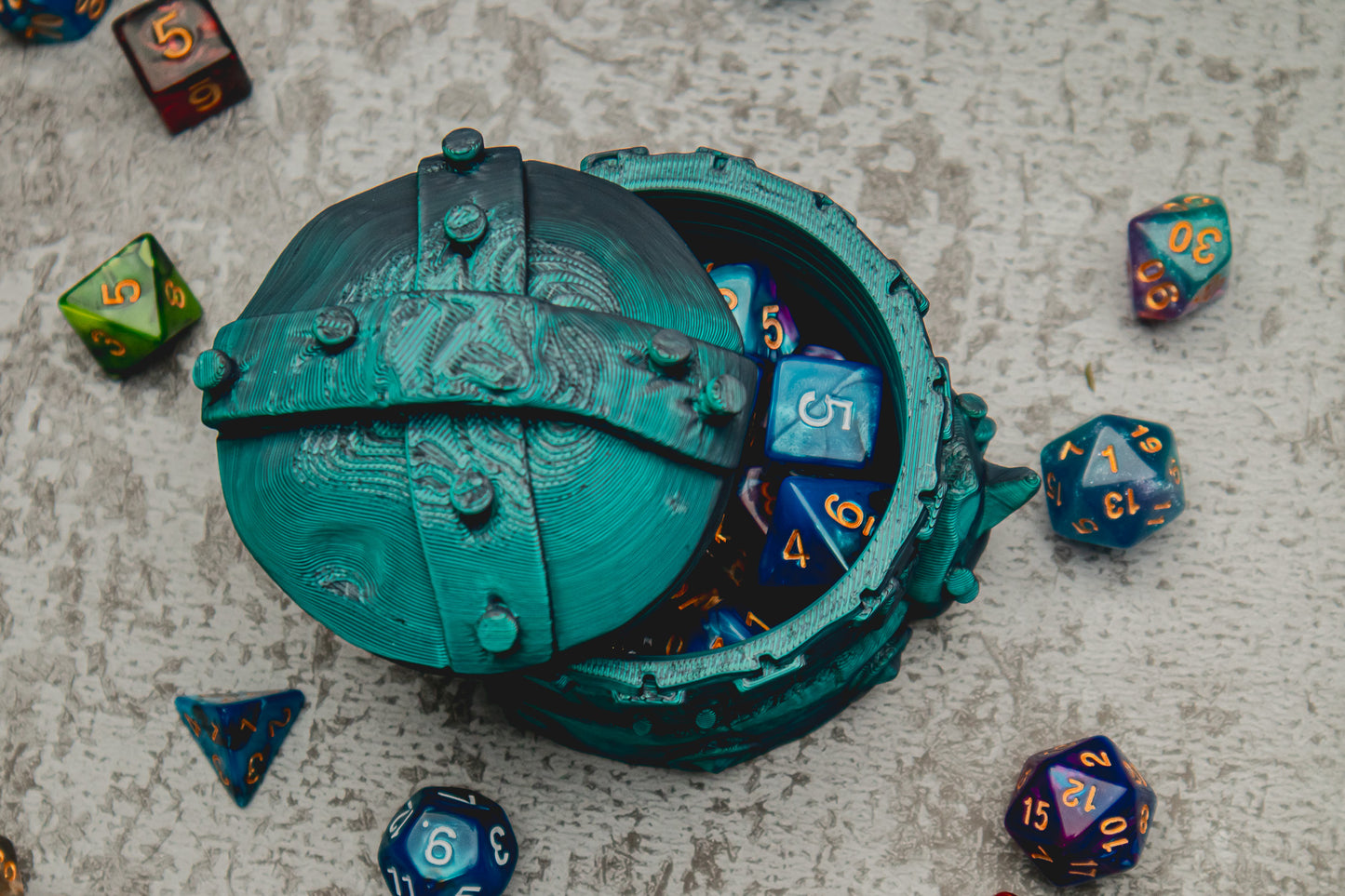 Orc dice box - The Flaming Feather & Flaming Filament