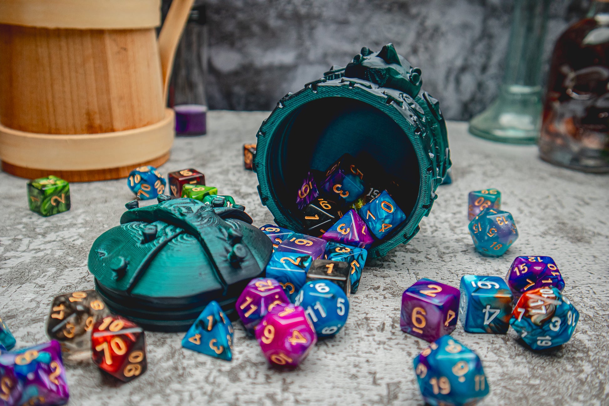 Orc dice box - The Flaming Feather & Flaming Filament