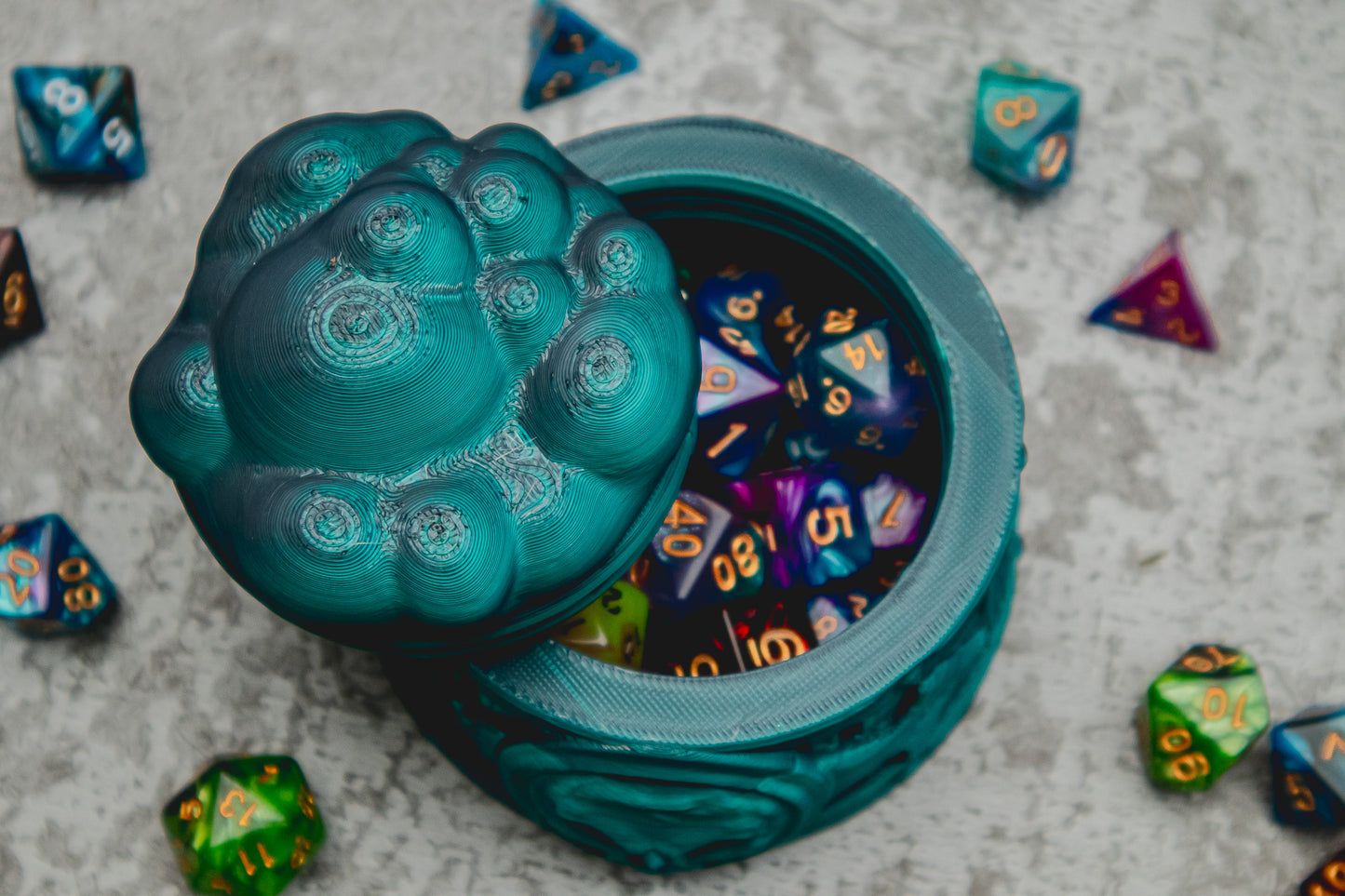 Tavern Brawler dice box - The Flaming Feather & Flaming Filament