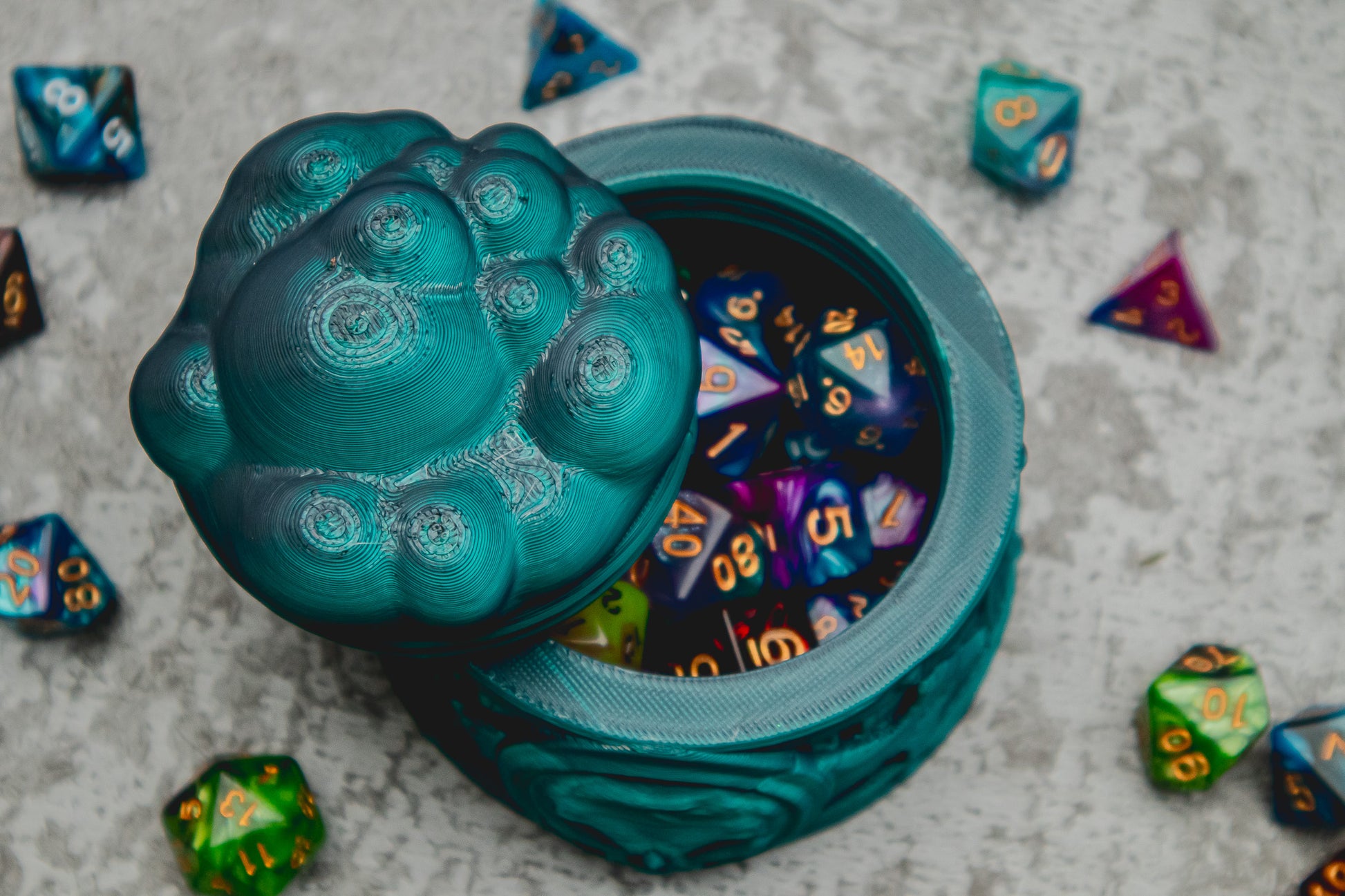 Tavern Brawler dice box - The Flaming Feather & Flaming Filament