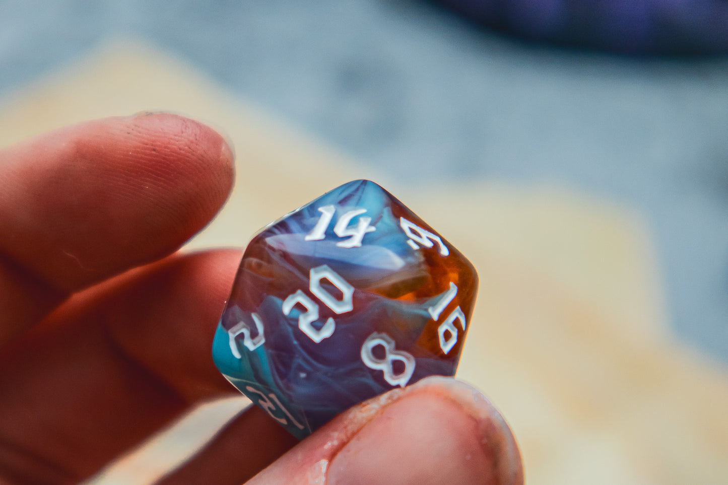 Eternal Sunrise Polyhedral dice set - The Flaming Feather & Flaming Filament