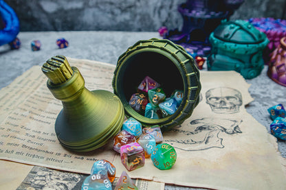 Halfling dice box - The Flaming Feather & Flaming Filament