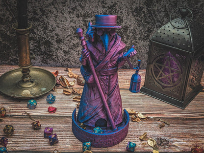 Plague Doctor Dice tower - The Flaming Feather & Flaming Filament