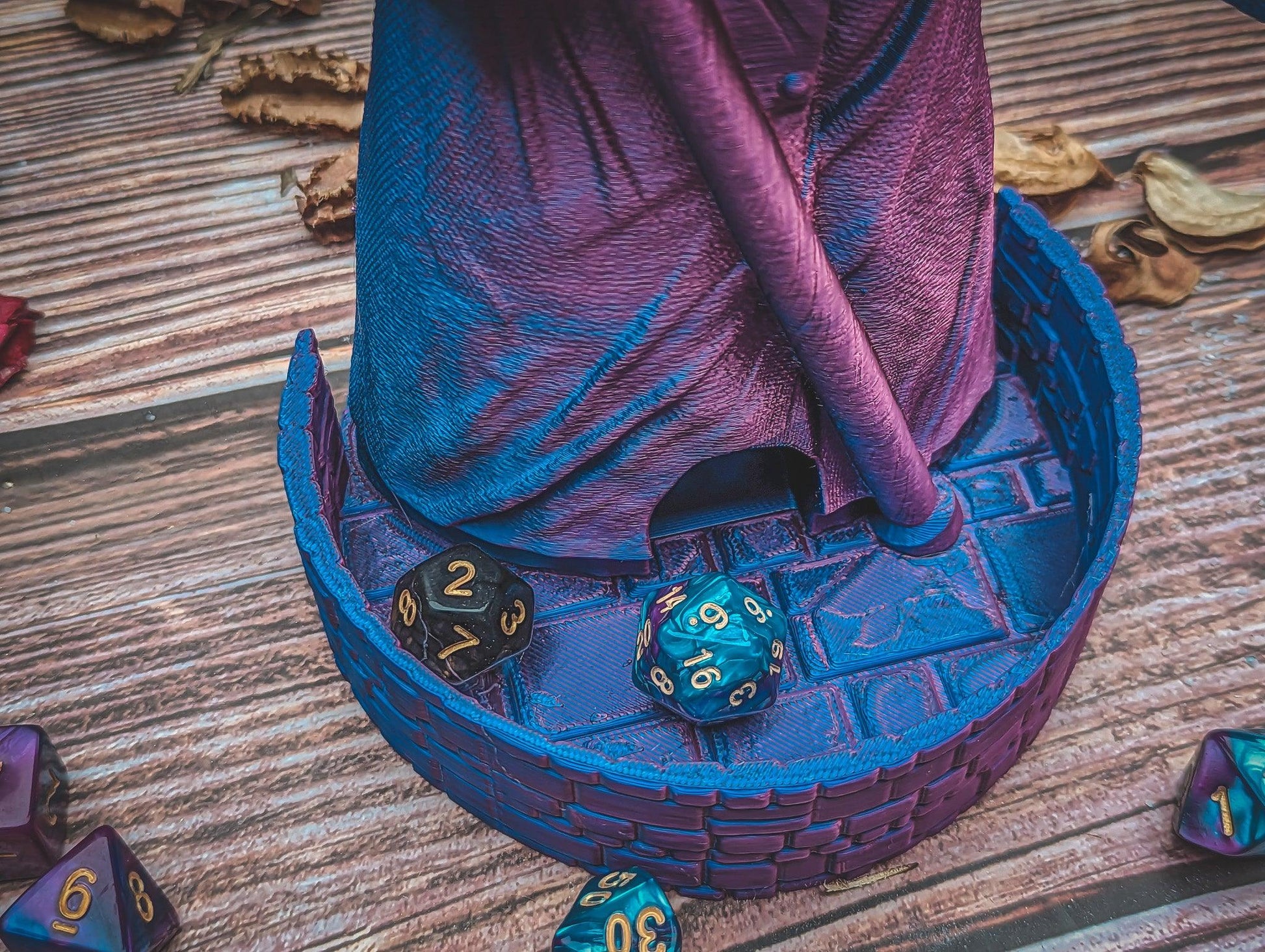 Plague Doctor Dice tower - The Flaming Feather & Flaming Filament