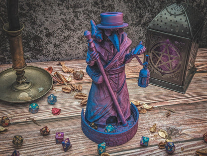 Plague Doctor Dice tower - The Flaming Feather & Flaming Filament