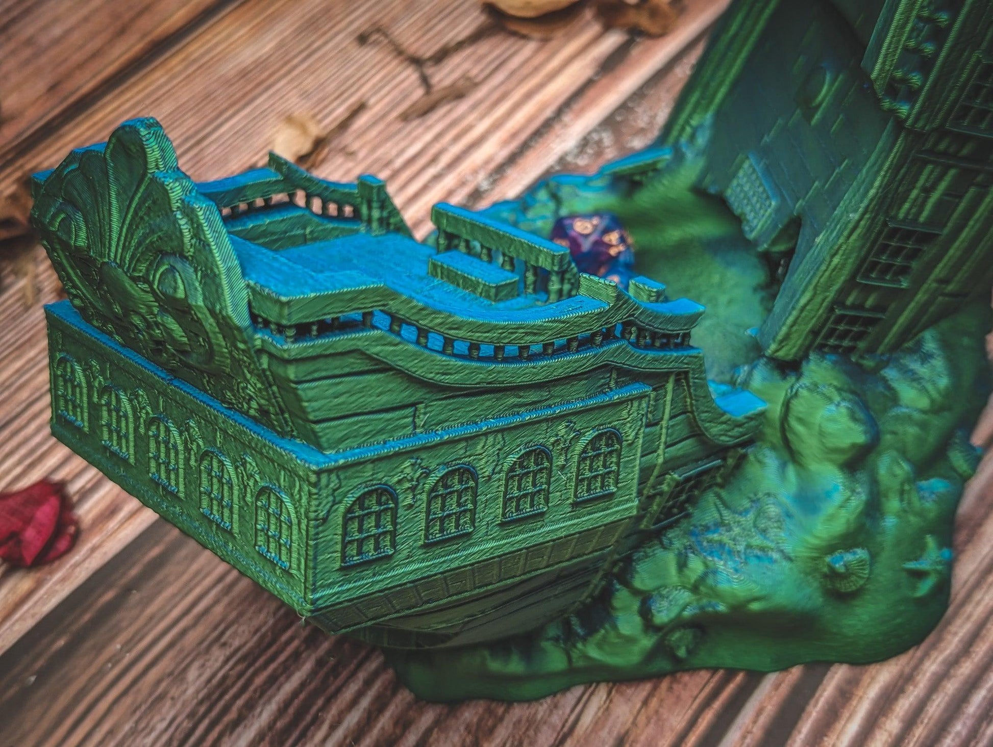 Shipwreck dice tower - The Flaming Feather & Flaming Filament