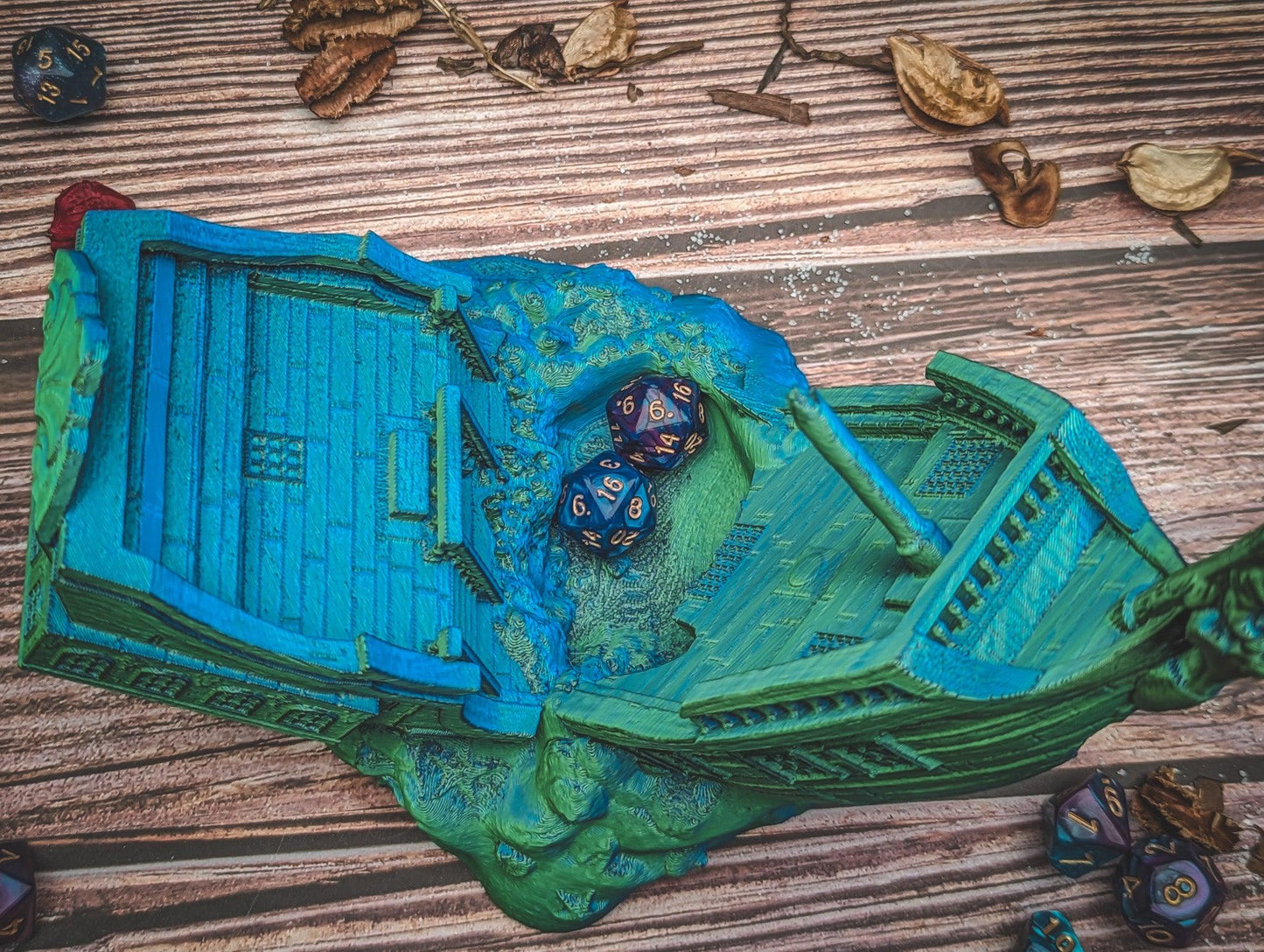 Shipwreck dice tower - The Flaming Feather & Flaming Filament