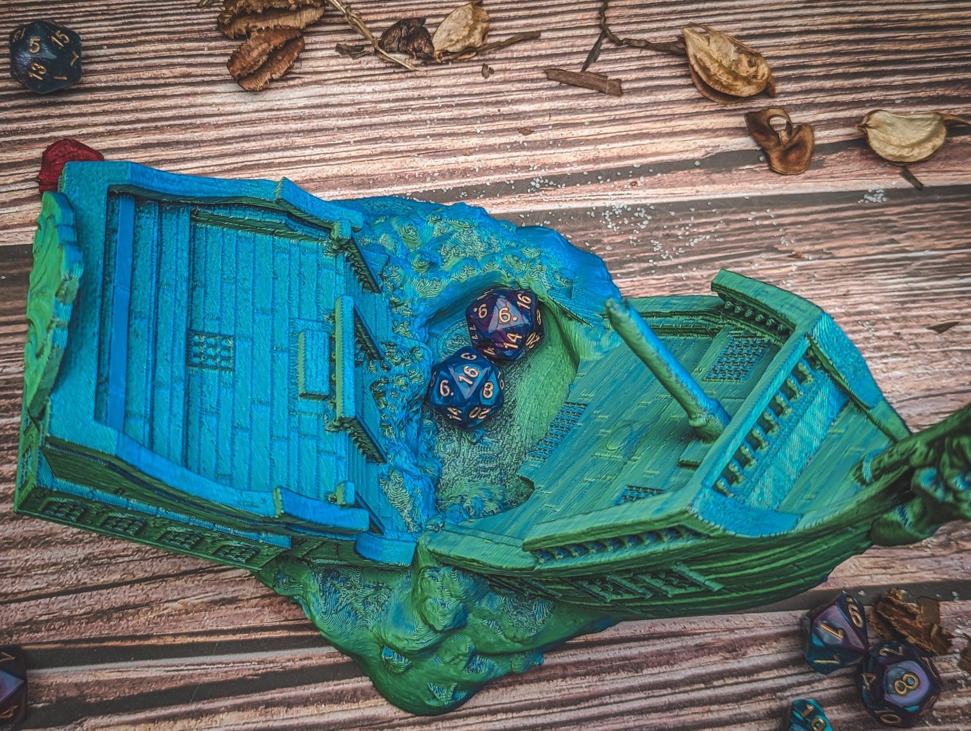 Shipwreck dice tower - The Flaming Feather & Flaming Filament