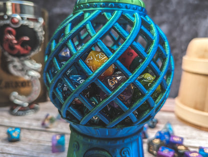 D20 Gumball machine dice tower - The Flaming Feather & Flaming Filament