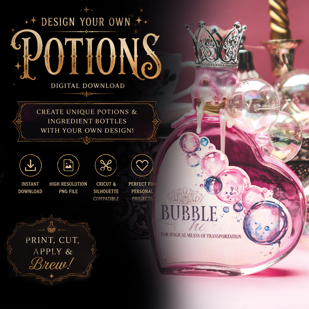 Bubble Charm Potion Label Digital Download PNG